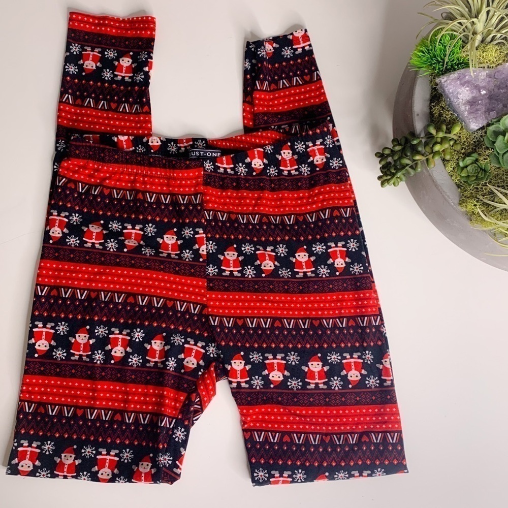 Just One Soft Cozy Stretch Winter Santa Legging Large